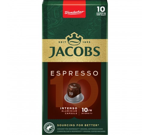 Кава в капсулах Jacobs Espresso 10 Intenso 10 шт Кава в капсулах Jacobs Espresso 10 Intenso 10 шт