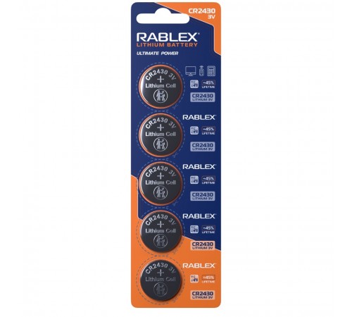 Батарейка Rablex CR2430, 3В, 5 шт