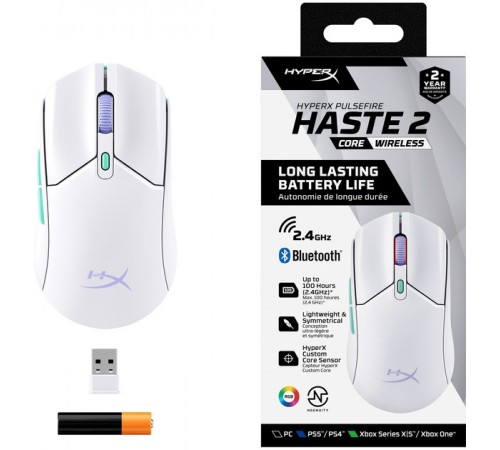 Миша бездротова HyperX Pulsefire Haste 2 Core Wireless White (8R2E7AA)