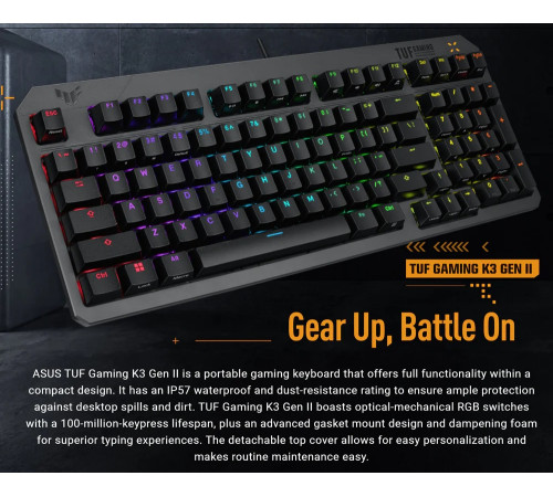 Клавiатура Asus TUF Gaming K3 Gen II Opti-Mech RGB 97key Switches ABS Black (90MP0390-BKMA00)_promo