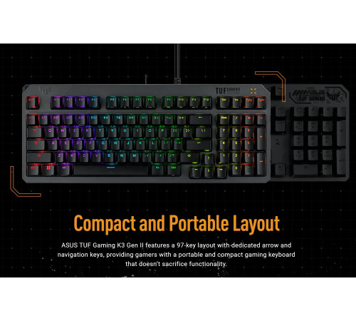 Клавiатура Asus TUF Gaming K3 Gen II Opti-Mech RGB 97key Switches ABS Black (90MP0390-BKMA00)_promo