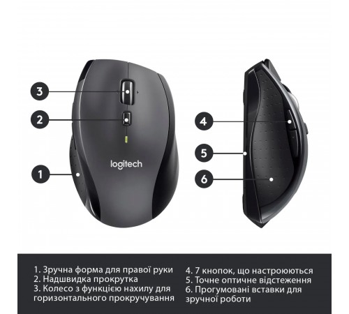 Миша бездротова Logitech M705 Marathon Black лазерна (910-001949)