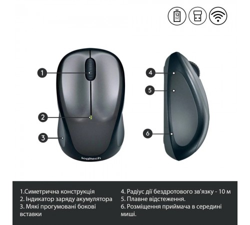 Миша бездротова Logitech M235 Grey (910-002201)