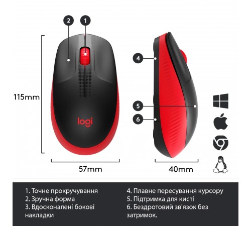 Миша бездротова Logitech M190 Wireless Red (910-005908)