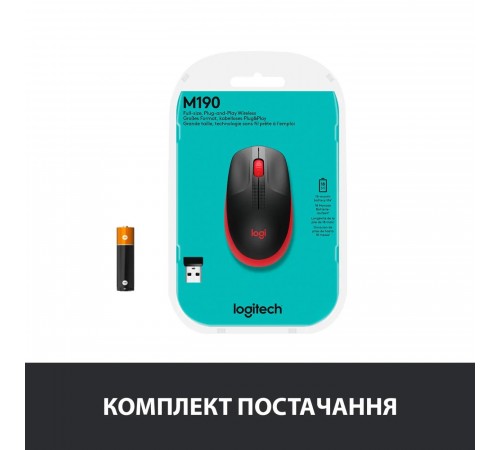 Миша бездротова Logitech M190 Wireless Red (910-005908)