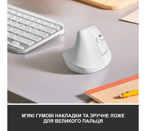 Миша бездротова Logitech Lift Vertical Ergonomic White (910-006475)