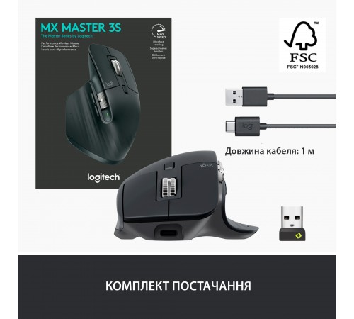 Миша Bluetooth Logitech MX Master 3S Graphite (910-006559)