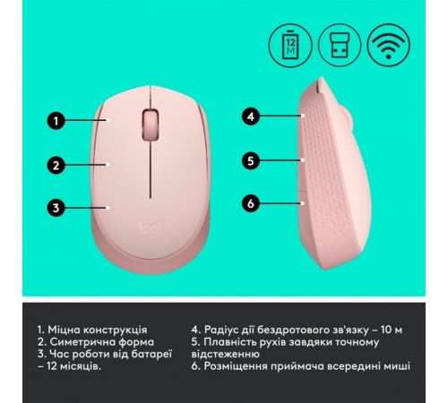 Миша бездротова Logitech M171 Rose (910-006865)