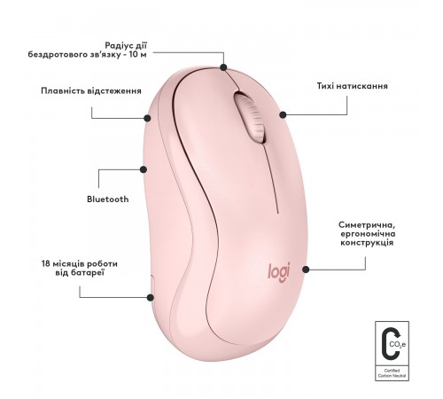 Миша бездротова Logitech M240 Silent Rose (910-007121)