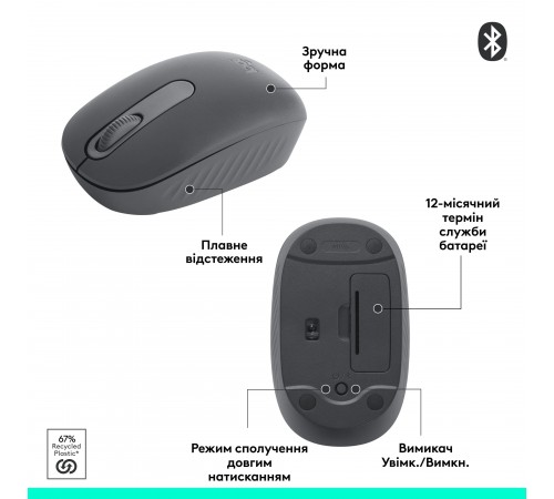 Миша бездротова Logitech M196 Graphite (910-007459)