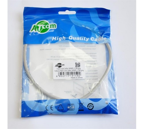 Патч-корд литий, UTP, RJ45, Cat.5e, 0,5m, сірий Патч-корд литий, UTP, RJ45, Cat.5e, 0,5m, сірий