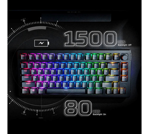 Клавіатура бездротова HyperX Alloy Rise 75 Red RGB UA Black (91Y91AA)