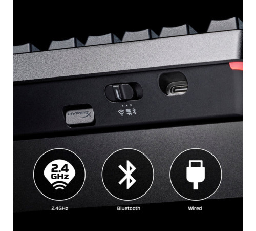 Клавіатура бездротова HyperX Alloy Rise 75 Red RGB UA Black (91Y91AA)