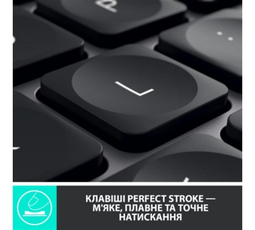 Клавіатура бездротова Logitech MX Keys Advanced for Business Wireless Illuminated UA Graphite (920-010251)