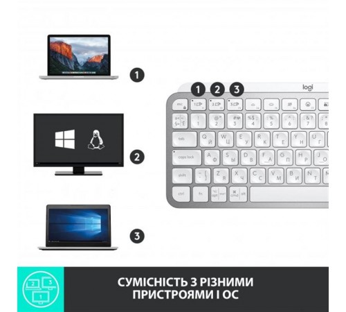Клавіатура бездротова Logitech MX Keys Mini Wireless Illuminated UA Pale Gray (920-010499) Клавіатура бездротова Logitech MX Keys Mini Wireless Illuminated UA Pale Gray (920-010499)
