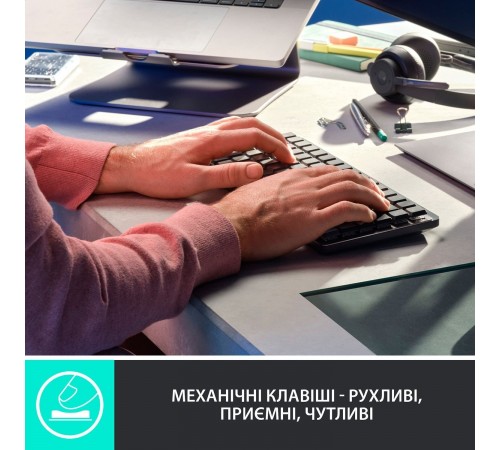 Клавiатура бездротова Logitech MX Mechanical Mini Bluetooth Illuminated Graphite (920-010782) Клавiатура бездротова Logitech MX Mechanical Mini Bluetooth Illuminated Graphite (920-010782)