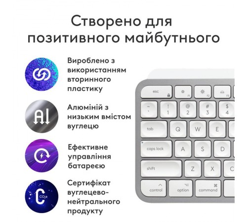 Клавiатура бездротова Logitech MX Keys S for Mac Pale Grey (920-011638) Клавiатура бездротова Logitech MX Keys S for Mac Pale Grey (920-011638)
