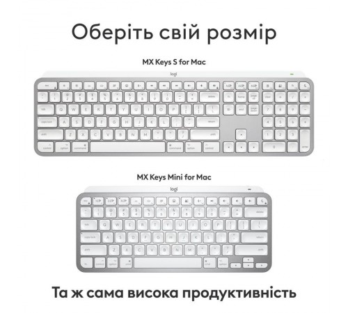 Клавiатура бездротова Logitech MX Keys S for Mac Pale Grey (920-011638) Клавiатура бездротова Logitech MX Keys S for Mac Pale Grey (920-011638)