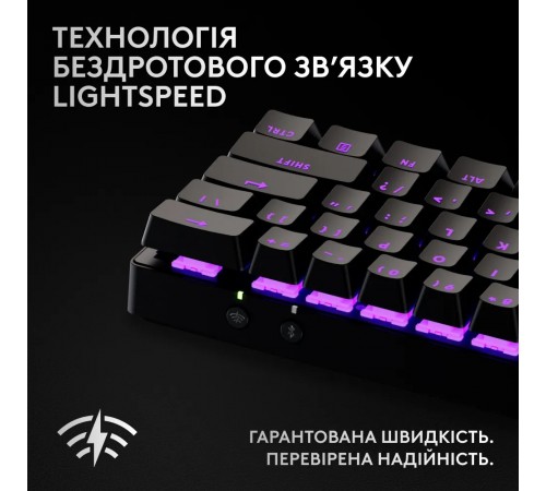 Клавiатура бездротова Logitech G PRO X 60 TKL GX Optical Black Tactile (920-011911) Клавiатура бездротова Logitech G PRO X 60 TKL GX Optical Black Tactile (920-011911)