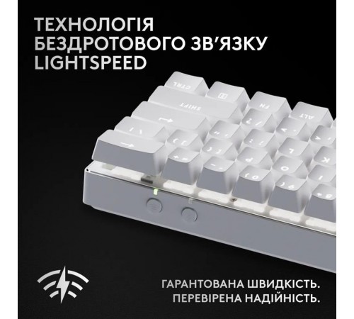 Клавiатура бездротова Logitech G PRO X 60 TKL GX Optical Tactile White (920-011930) Клавiатура бездротова Logitech G PRO X 60 TKL GX Optical Tactile White (920-011930)