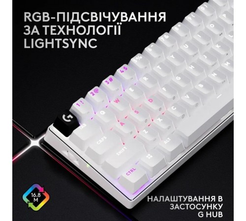 Клавiатура бездротова Logitech G PRO X 60 TKL GX Optical Tactile White (920-011930) Клавiатура бездротова Logitech G PRO X 60 TKL GX Optical Tactile White (920-011930)