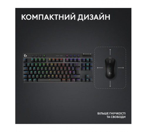 Клавiатура Logitech G PRO X TKL Lightspeed Black Tactile (920-012136)