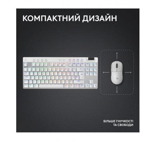 Клавiатура бездротова Logitech G PRO X TKL Lightspeed White Tactile (920-012148) Клавiатура бездротова Logitech G PRO X TKL Lightspeed White Tactile (920-012148)