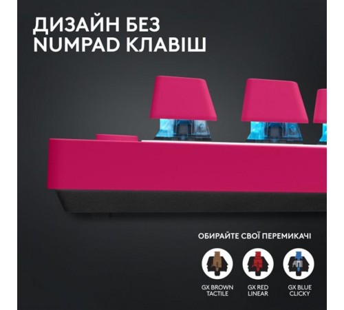 Клавiатура бездротова Logitech G PRO X TKL Lightspeed Magenta (920-012159) Клавiатура бездротова Logitech G PRO X TKL Lightspeed Magenta (920-012159)