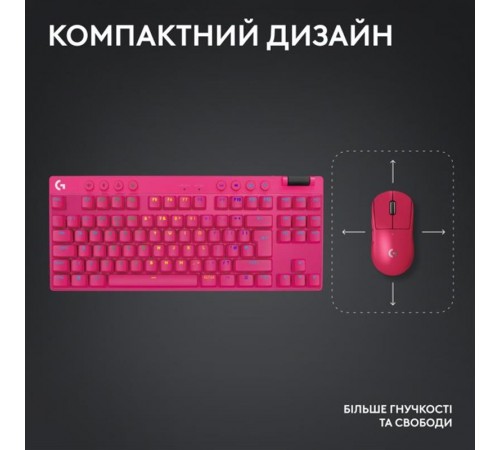 Клавiатура бездротова Logitech G PRO X TKL Lightspeed Magenta (920-012159) Клавiатура бездротова Logitech G PRO X TKL Lightspeed Magenta (920-012159)