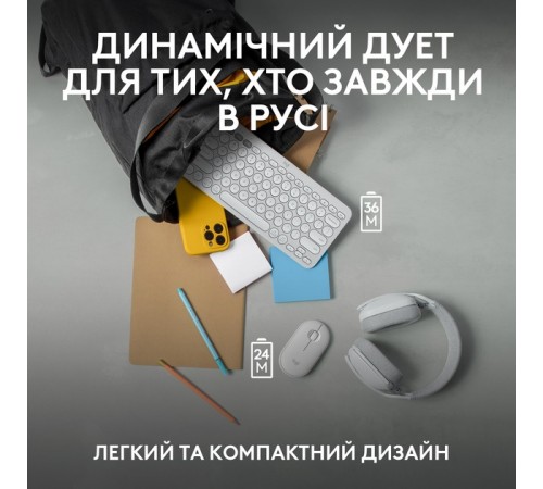 Комплект (клавіатура, миша) бездротовий Logitech Pebble 2 Combo White (920-012240)