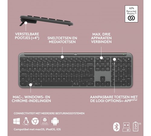 Клавiатура бездротова Logitech Signature Slim K950 US Graphite USB (920-012465) Клавiатура бездротова Logitech Signature Slim K950 US Graphite USB (920-012465)