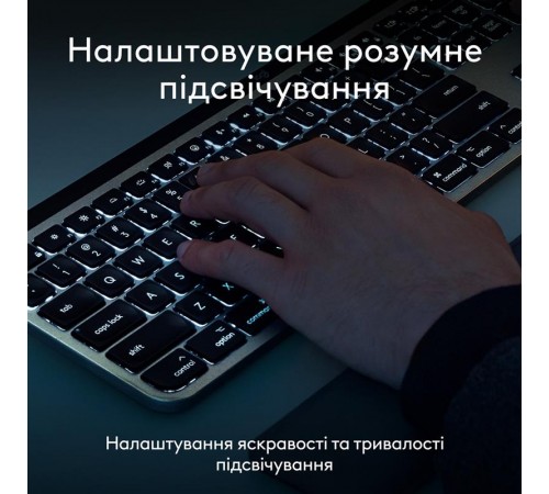 Комплект (клавіатура, миша) бездротовий Logitech MX Keys S Combo for Mac Space Grey (920-012845)