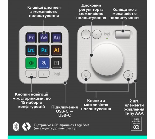 Консоль Logitech MX Creative Console Pale Grey (920-012932)