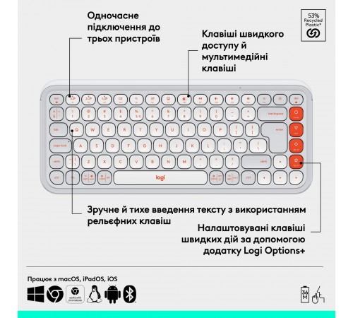 Клавiатура бездротова Logitech Pop Icon Keys Off White (920-013072) Клавiатура бездротова Logitech Pop Icon Keys Off White (920-013072)