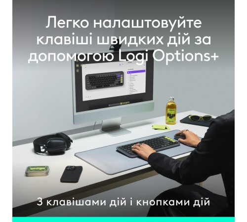Комплект (клавіатура, миша) бездротовий Logitech Pop Icon Combo Lilac (920-013078)