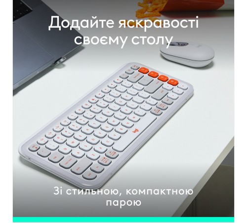 Комплект (клавіатура, миша) бездротовий Logitech Pop Icon Combo Off White (920-013141)