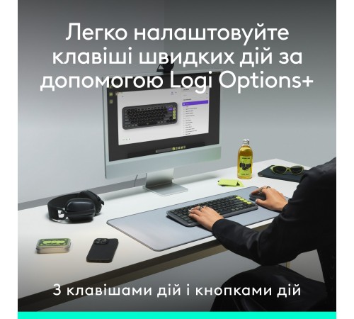 Комплект (клавіатура, миша) бездротовий Logitech Pop Icon Combo Rose (920-013142)