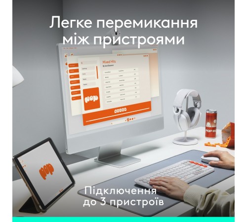 Комплект (клавіатура, миша) бездротовий Logitech Pop Icon Combo Rose (920-013142)