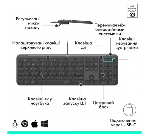 Комплект (клавіатура, миша) Logitech Signature Slim Combo MK620 Graphite (920-013349)