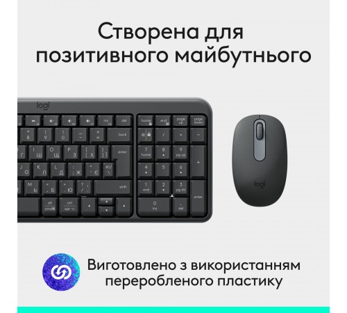 Комплект (клавіатура, миша) бездротовий Logitech MK250 Graphite (920-013823)