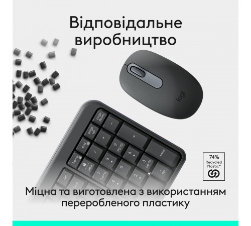 Комплект (клавіатура, миша) бездротовий Logitech MK250 Graphite (920-013823)