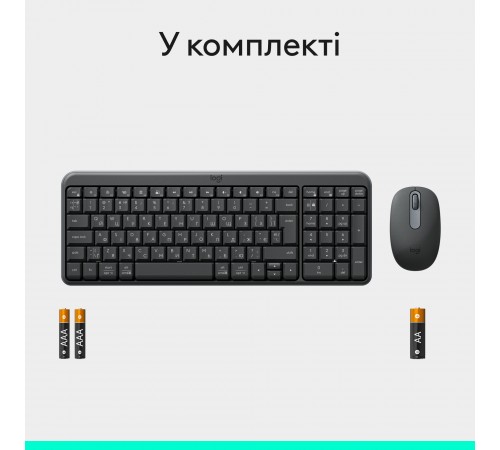 Комплект (клавіатура, миша) бездротовий Logitech MK250 Graphite (920-013823)