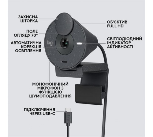 Веб-камера Logitech Brio 300 Graphite (960-001436)