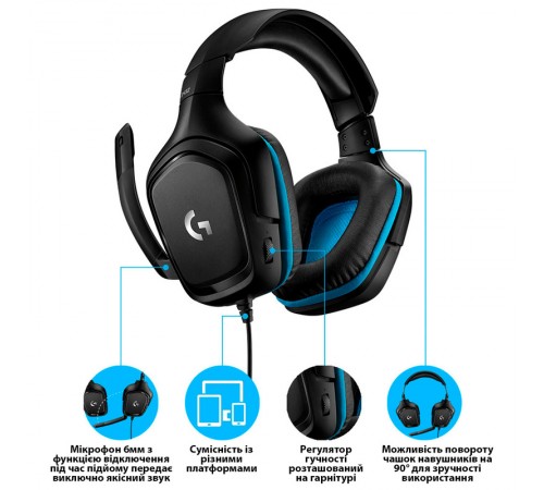 Гарнітура Logitech G432 Black (981-000770)