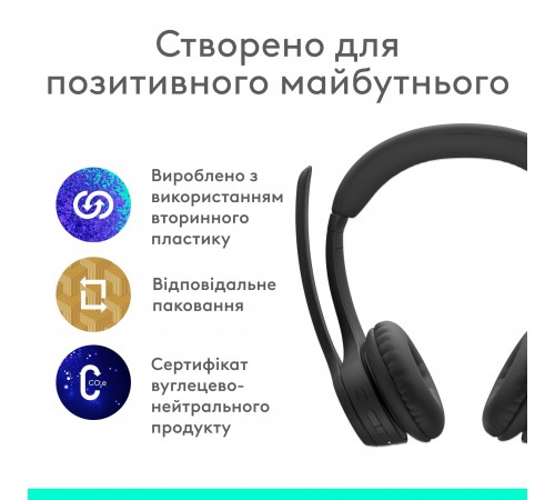 Bluetooth-гарнітура Logitech Zone 300 Wireless Black (981-001407)