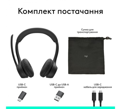 Bluetooth-гарнітура Logitech Zone 305 for Business Wireless/Bluetooth UC Black (981-001453)