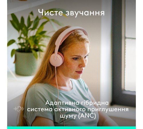 Гарнітура Logitech Zone Wired 2 USB Rose (981-001620)
