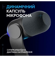 Мiкрофон Logitech Yeti GX Dynamic RGB Gaming Mic with Lightsync Black (988-000569)