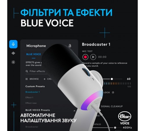 Мiкрофон Logitech Yeti GX Dynamic RGB Gaming Mic with Lightsync Off White (988-000576) Мiкрофон Logitech Yeti GX Dynamic RGB Gaming Mic with Lightsync Off White (988-000576)