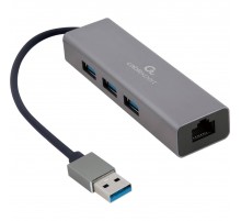 USB-хаб Cablexpert 4 ports USB 3.0 Grey (A-AMU3-LAN-01)